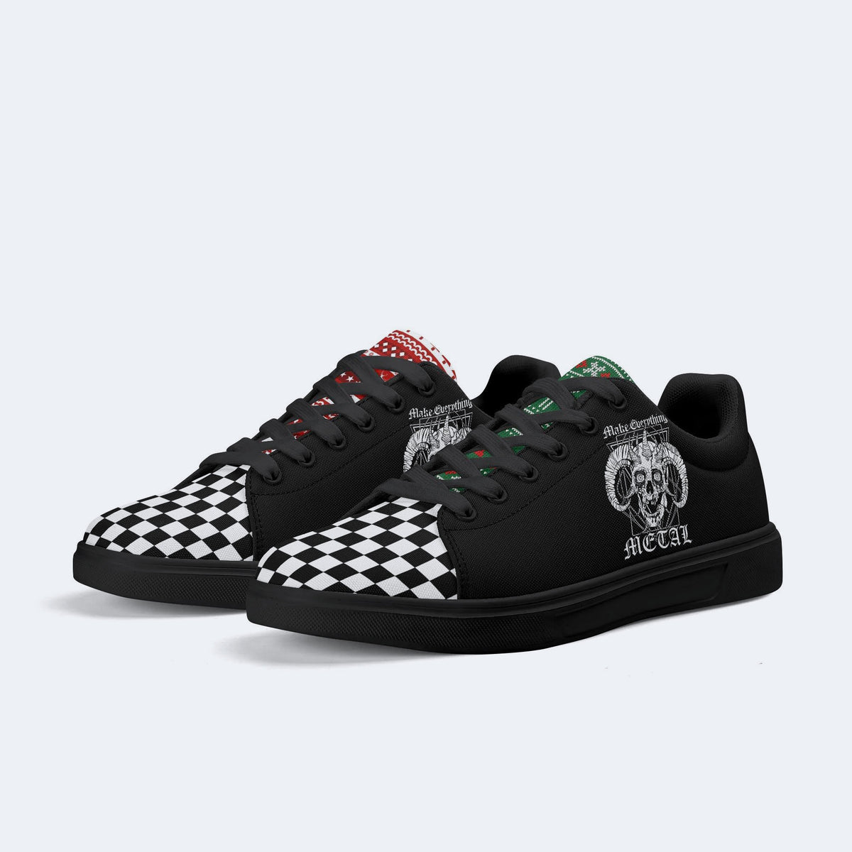 Art Skull Goat Print - Skateboard Sneakers