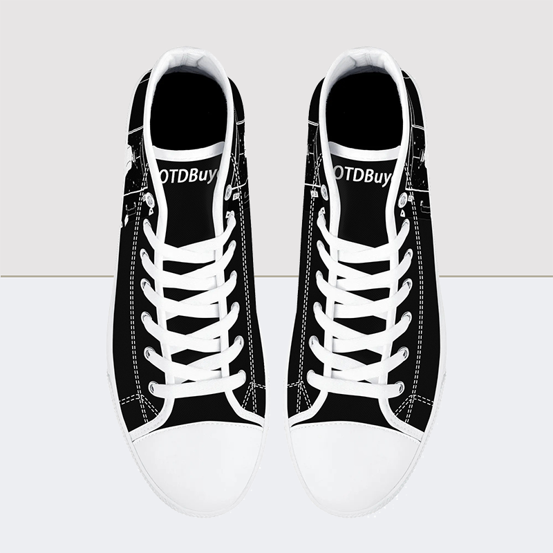 Black & White Charm High Top Canvas Shoes