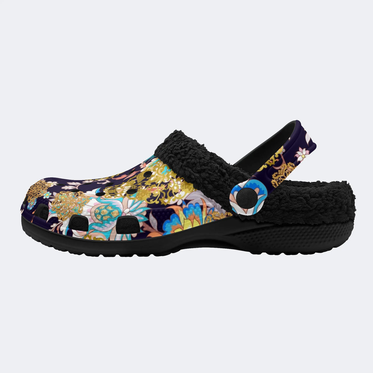 Unisex Flowers Print - Fur Lined Slippers/Sandals