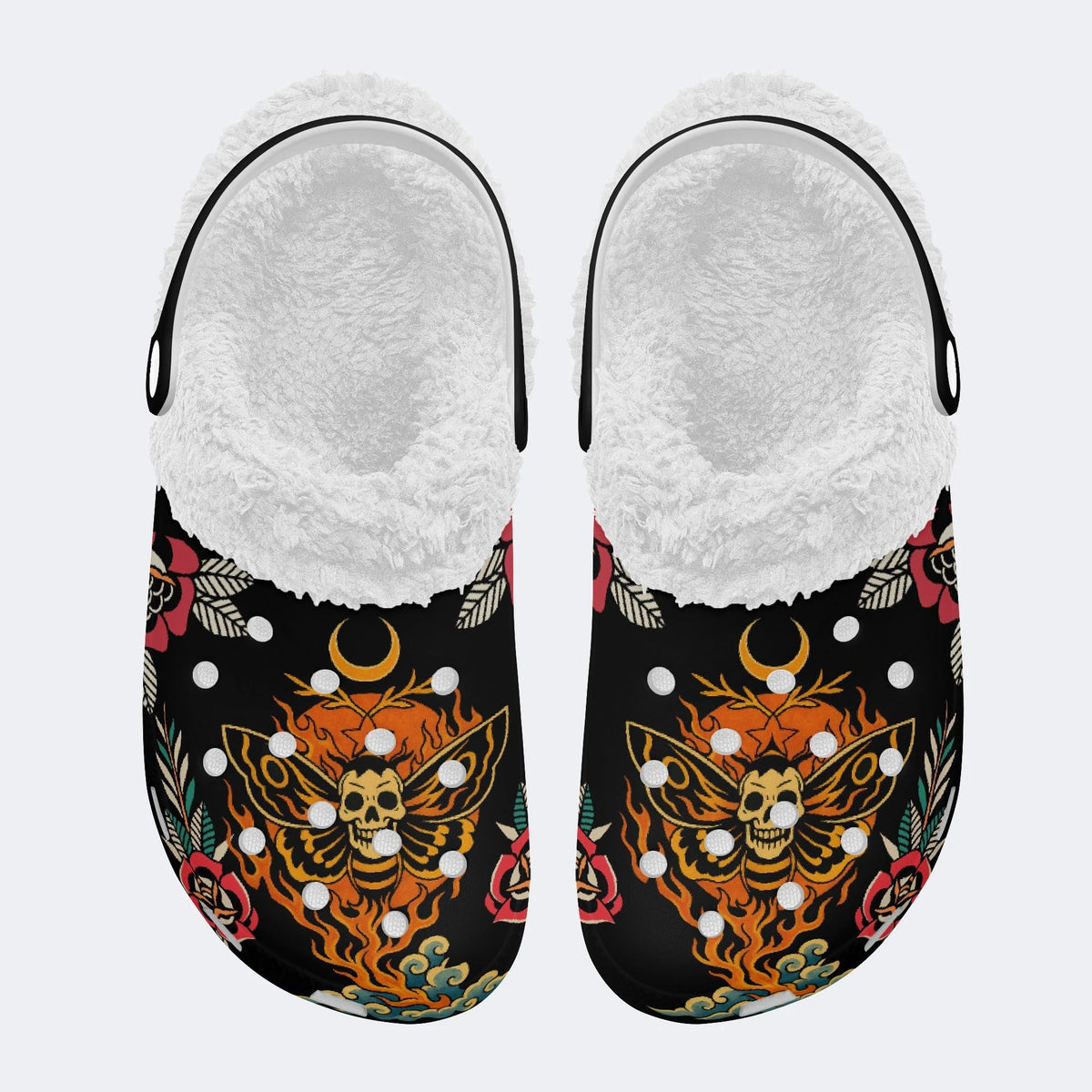 Flaming Death Moth - Fur Lined Slippers/Sandals