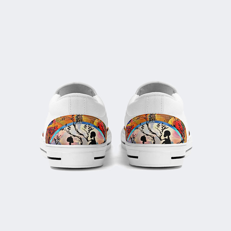 Unisex Tie Dye Skull Graphic Print - Slip On Shoes