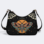 Old School Death Moth Vintage Print - Leather Crossbody Bag