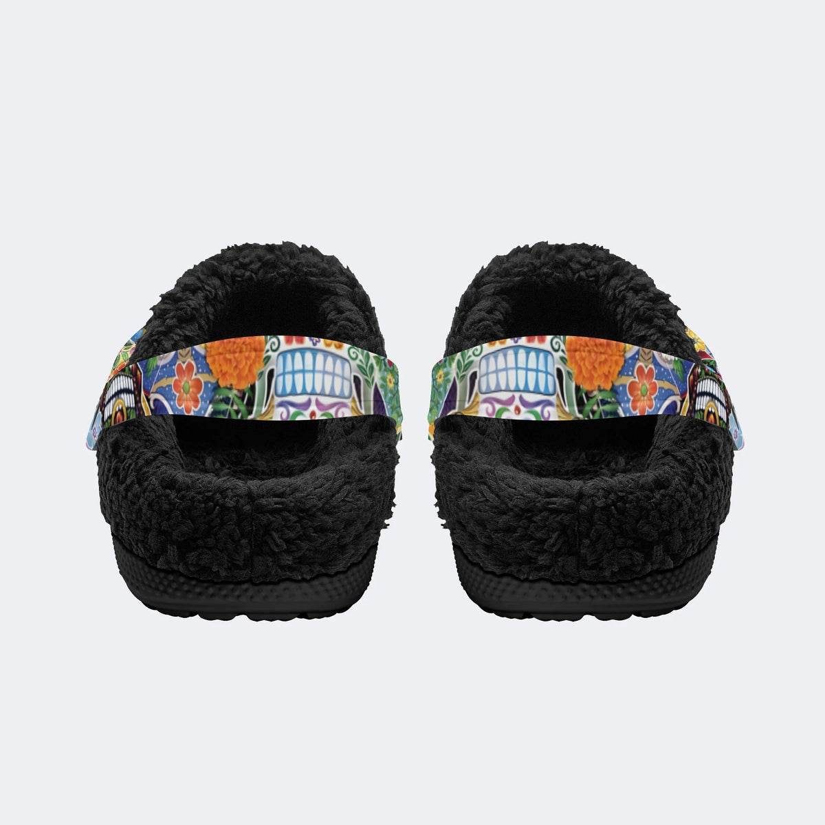 Unisex Skull Graffiti Art Print - Fur Lined Slippers/Sandals