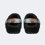 Unisex Skull Graffiti Art Print - Fur Lined Slippers/Sandals