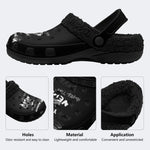 Grunge Quote Print - Fur Lined Slippers/Sandals