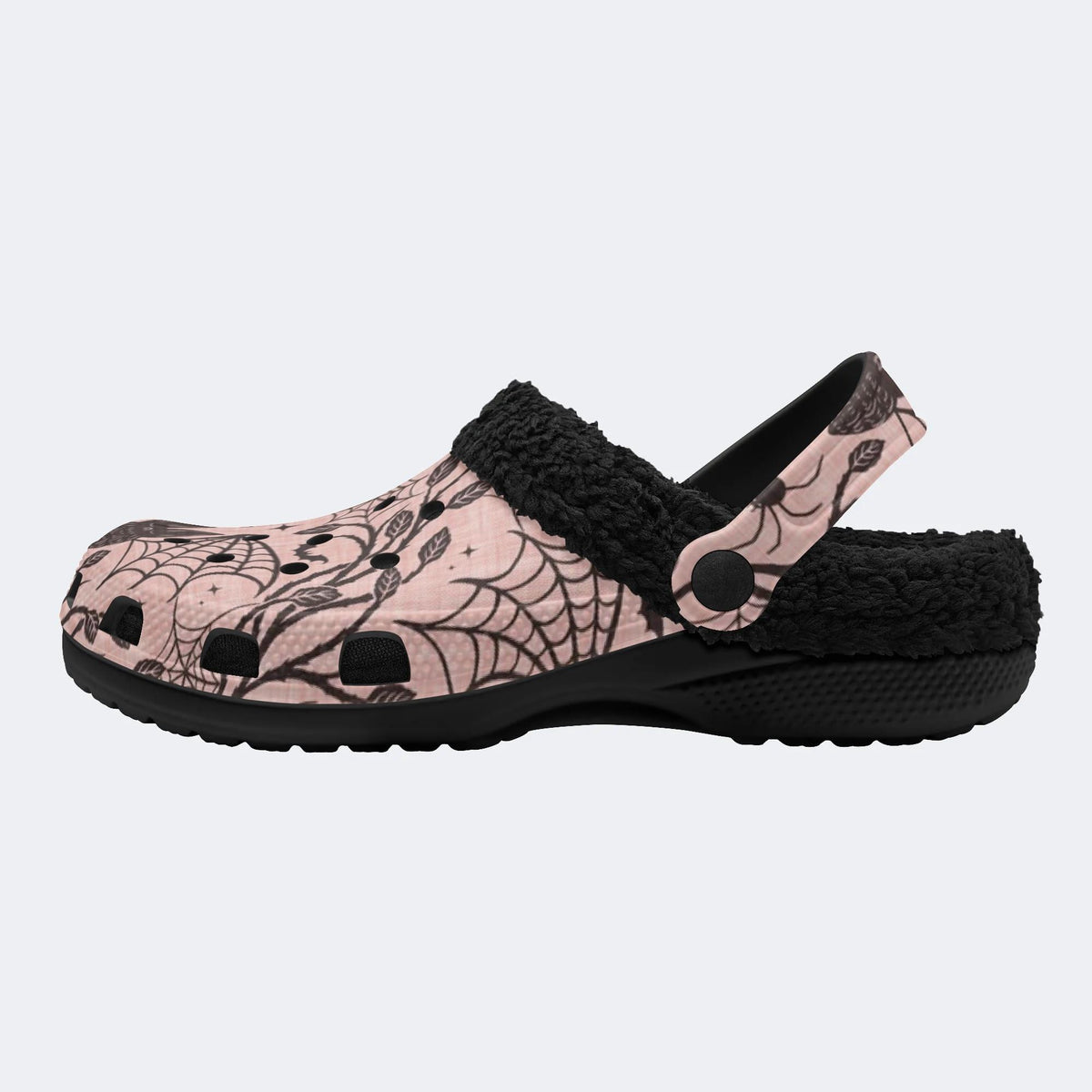 Gothic Pink Bat Web‑Fur Lined Slippers Sandals