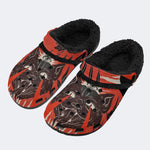Gothic Hellhound Demon Eye Red Flame - Fur Lined Slippers/Sandals
