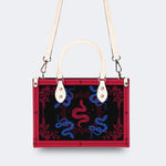 Red Snake As The Center - Leather Handbag
