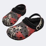 Gothic Red Mushroom - Fur Lined Slippers/Sandals