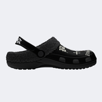 Black Death Print - Fur Lined Slippers/Sandals