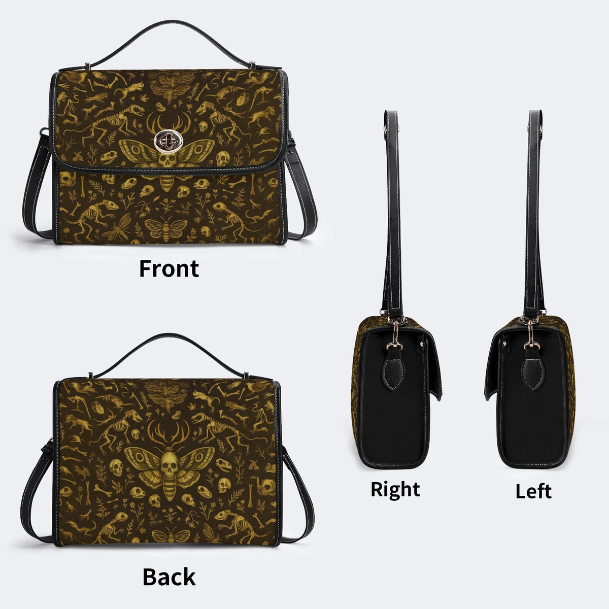 Death Moth And Animal Skeleton - Leather Satchel Bag