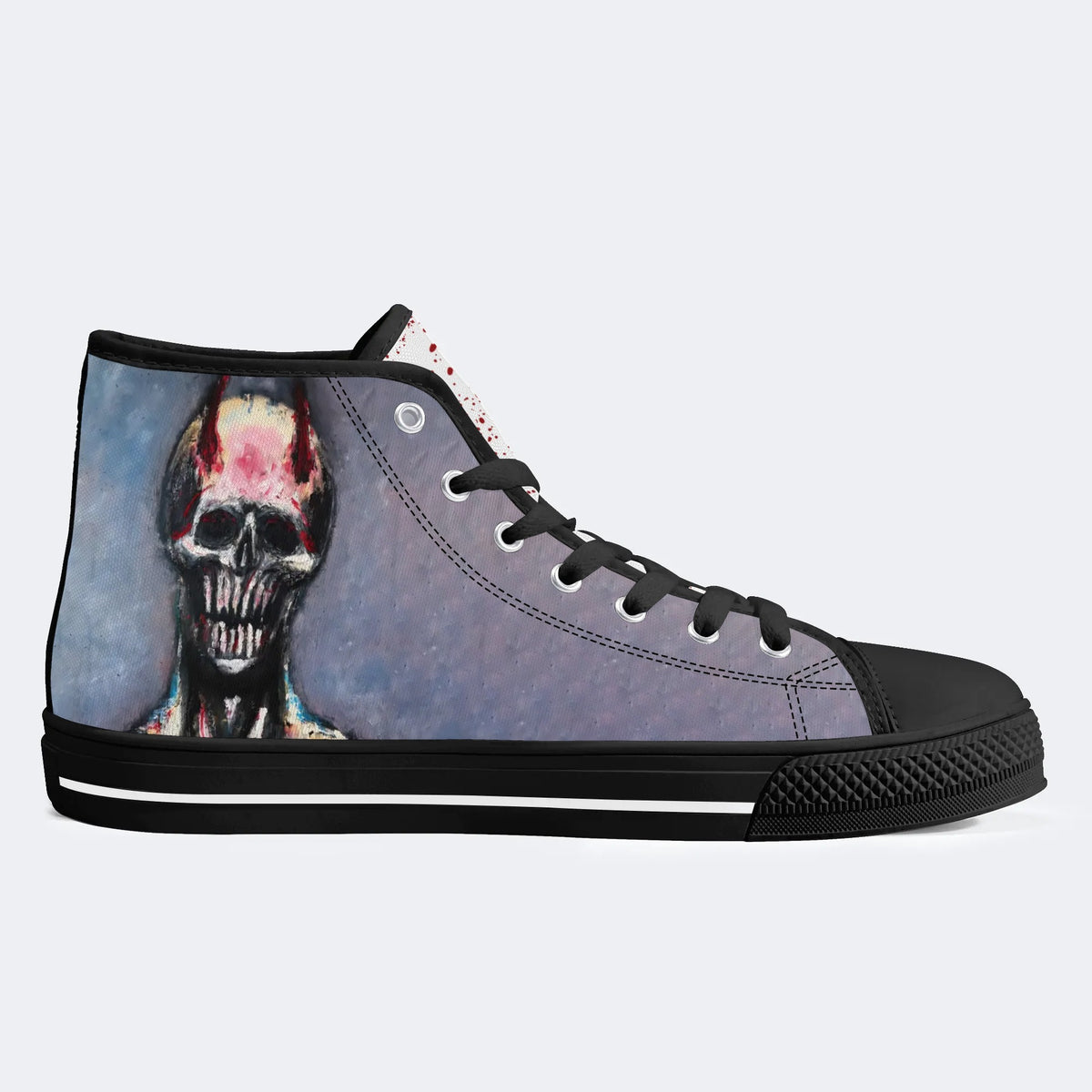 Unisex Demon Skeleton Graffiti Print - High Top Canvas