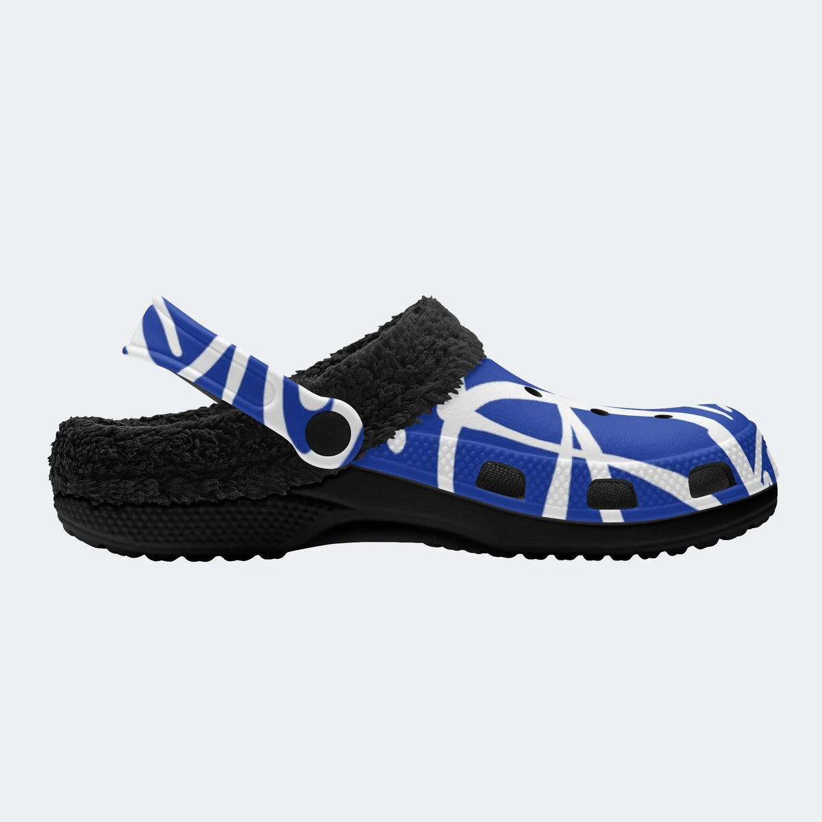 Blue Punk Graffiti - Fur Lined Slippers/Sandals