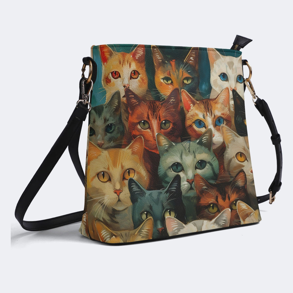 Artistic Cats Print - Bucket Bag