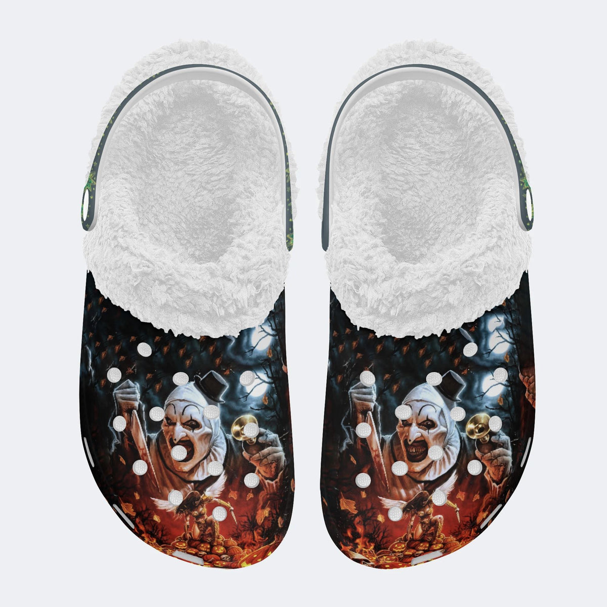 Halloween Terrifier Print - Fur Lined Slippers/Sandals