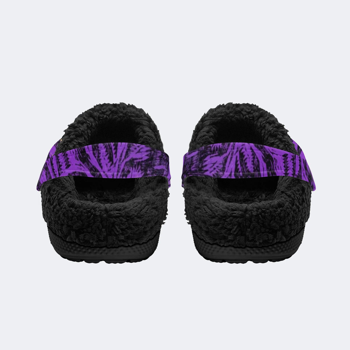 Violet Peacock Print - Fur Lined Slippers/Sandals