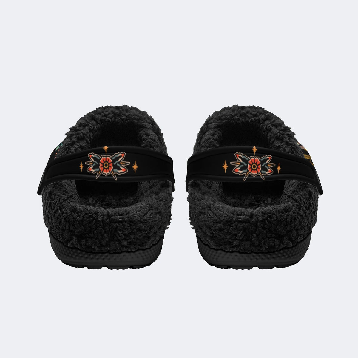 Moth Floral Mushroom Print - Removable Fur Lined Slippers/Sandals