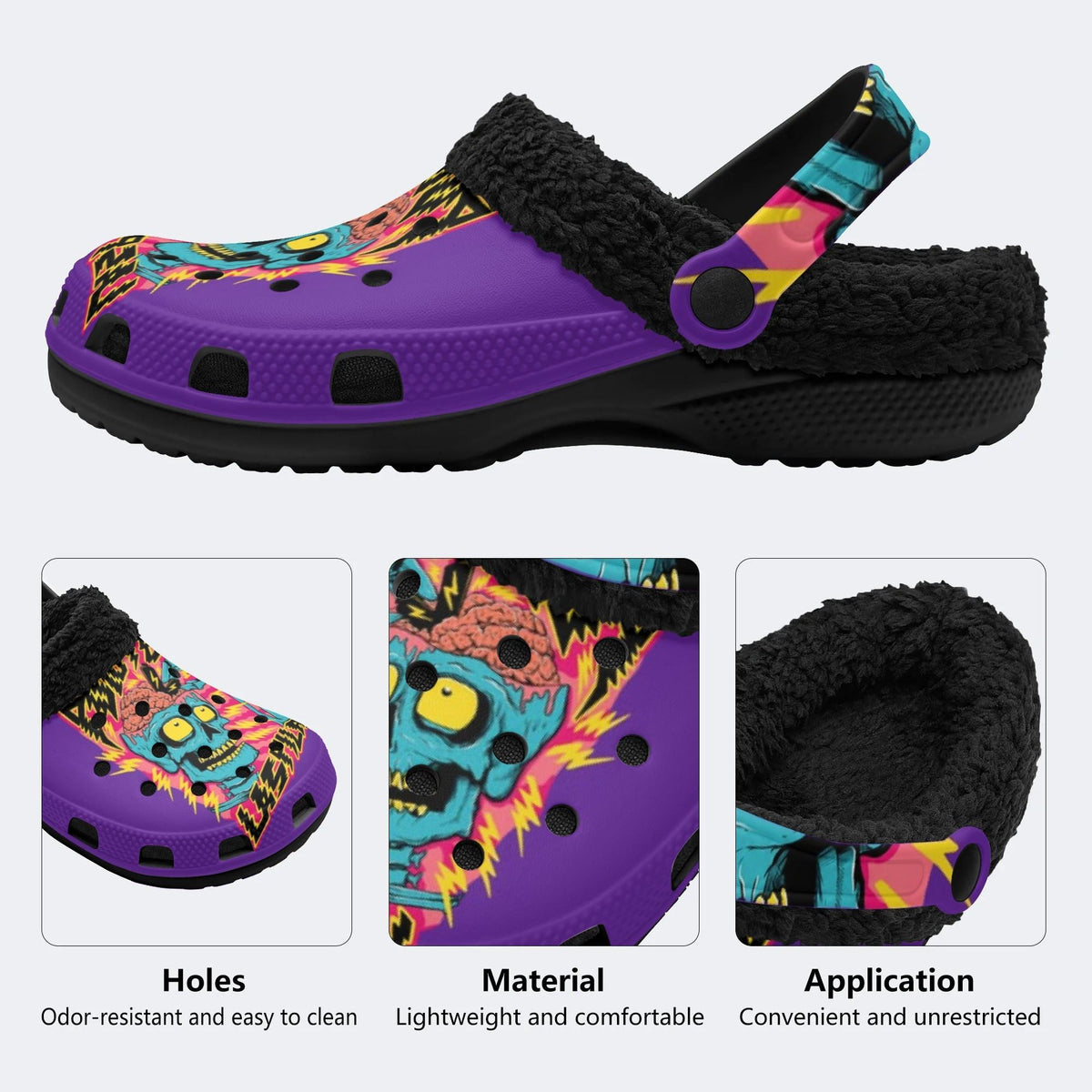 Gothic Electric Zombie - Fur Lined Slippers/Sandals