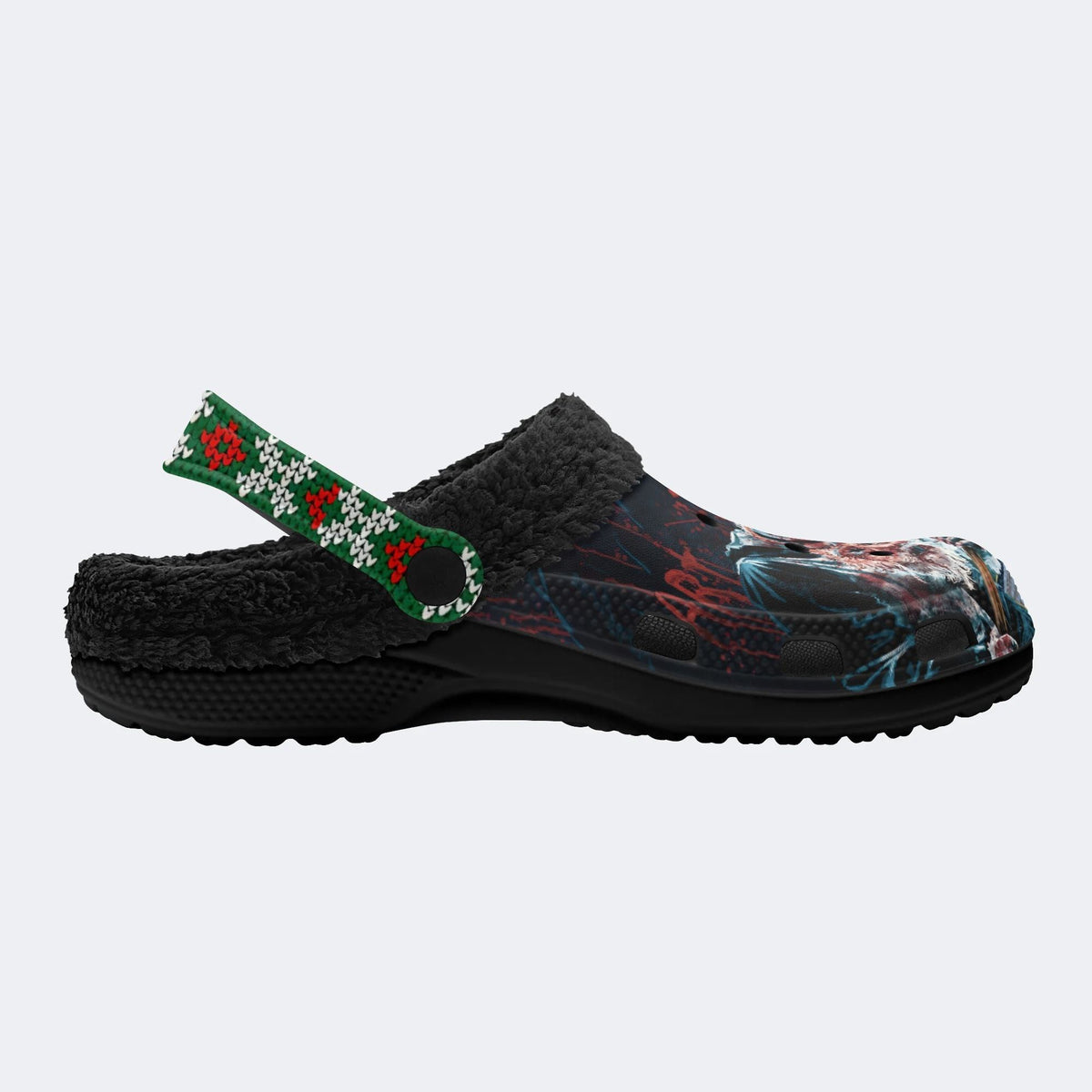 Christmas Terrifier Print - Fur Lined Slippers/Sandals