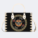 Death Moth Vintage Print - Leather Handbag