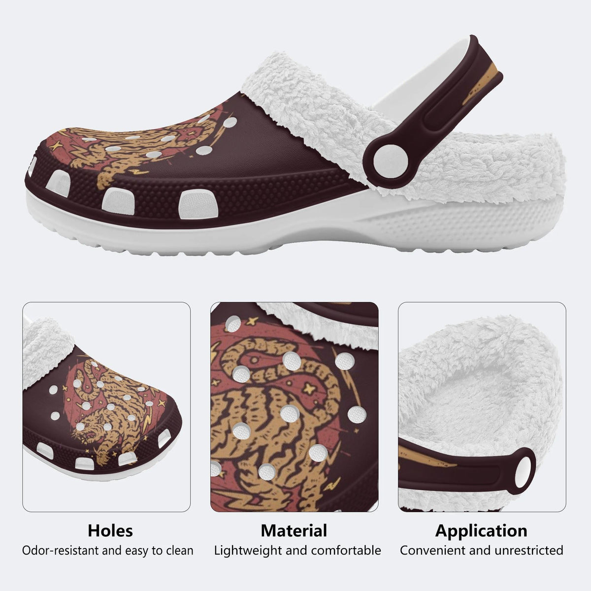Running Tiger - Fur Lined Slippers/Sandals