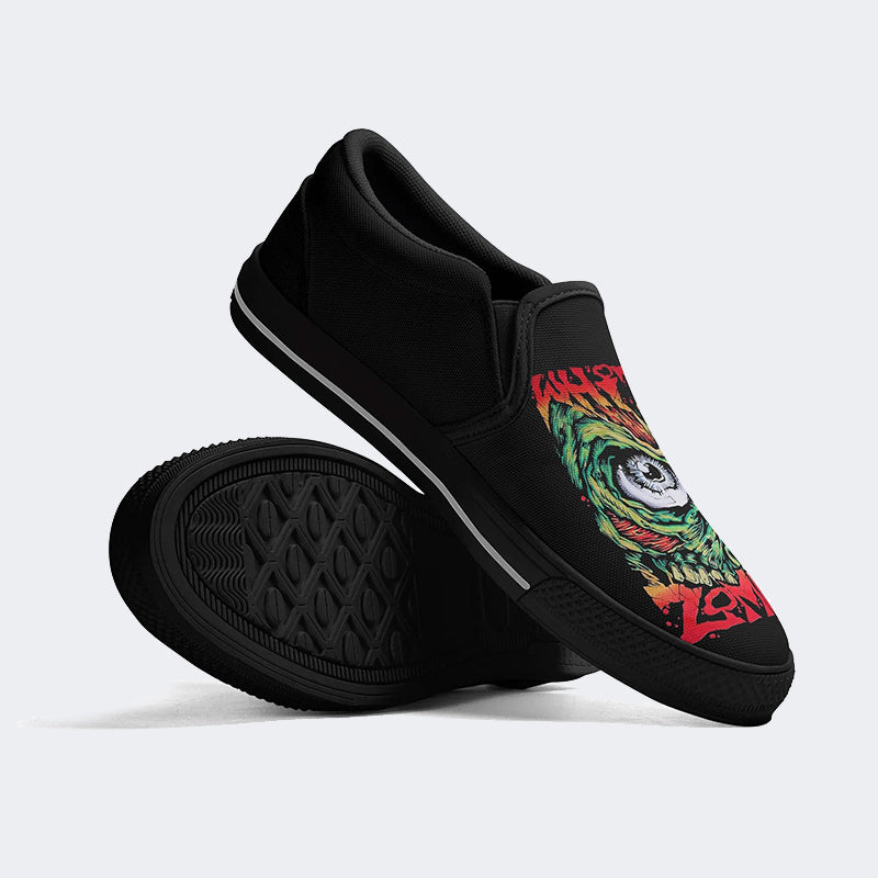 Unisex Retro Rock Print - Slip On Shoes