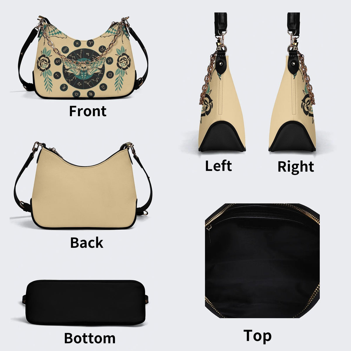Green Death Moth Print - Leather Crossbody Bag