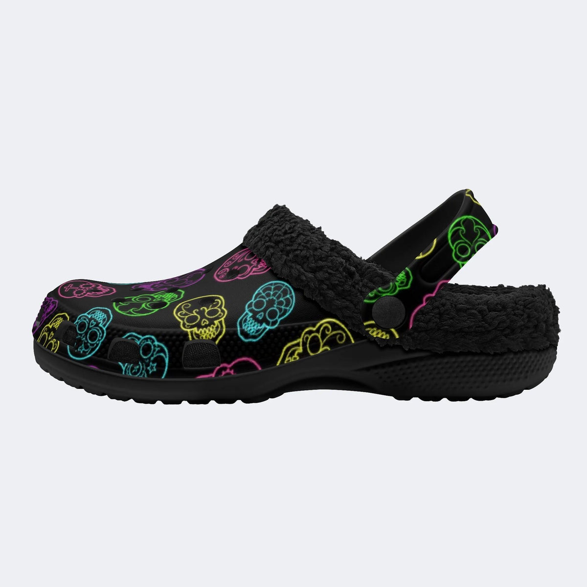 Neon Sugar Skulls - Fur Lined Slippers/Sandals