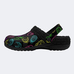 Neon Sugar Skulls - Fur Lined Slippers/Sandals