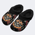 Personalized Name Death Moth Vintage Print - Fur Lined Slippers/Sandals