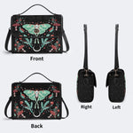 Green Moth In Mushroom Bush - Leather Satchel Bag