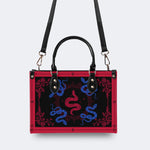 Red Snake As The Center - Leather Handbag