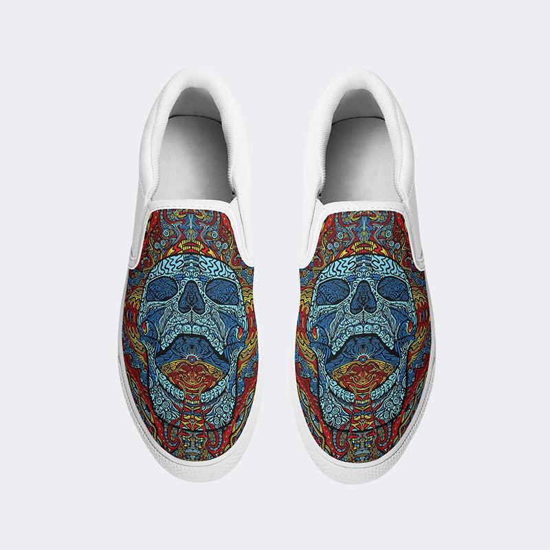 Unisex Skull Graffiti Art Print - Slip On Shoes