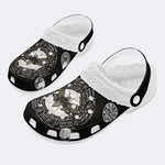 Mystical Moth Print - Fur Lined Slippers/Sandals