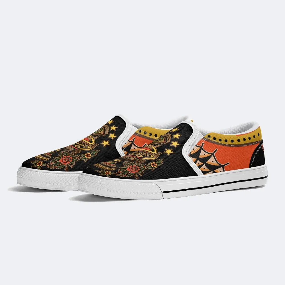 Old School Devil's Eye Print - Slip On Shoes