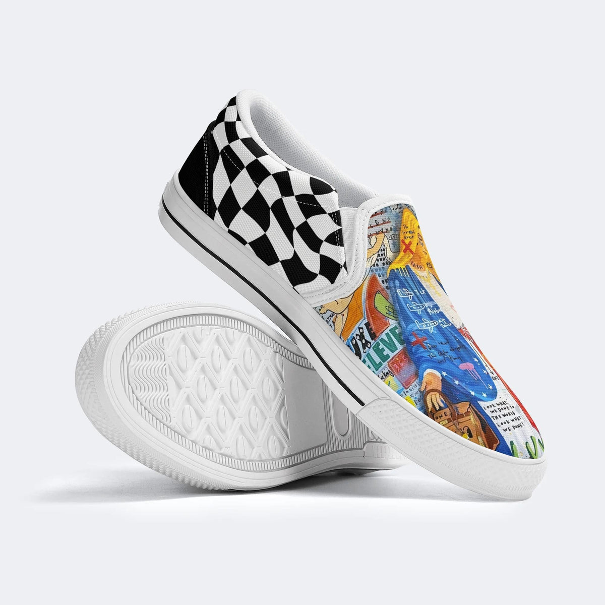 Unisex Graffiti Mary Art Print - Slip On Shoes