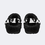 Gothic Skull Print - Fur Lined Slippers/Sandals