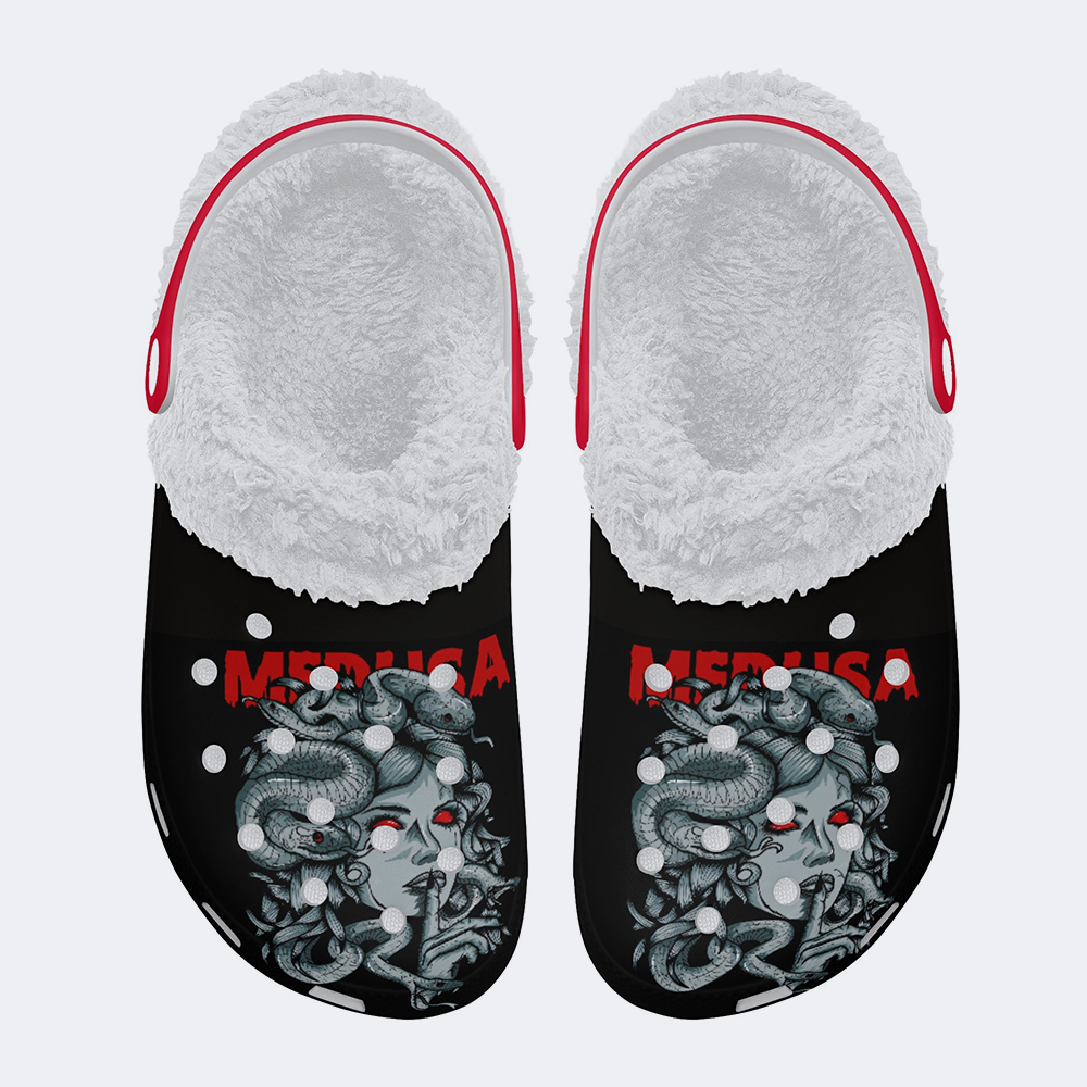 Medusa Print - Fur Lined Slippers/Sandals