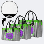 Classic Black And White Stripes - Leather Handbag