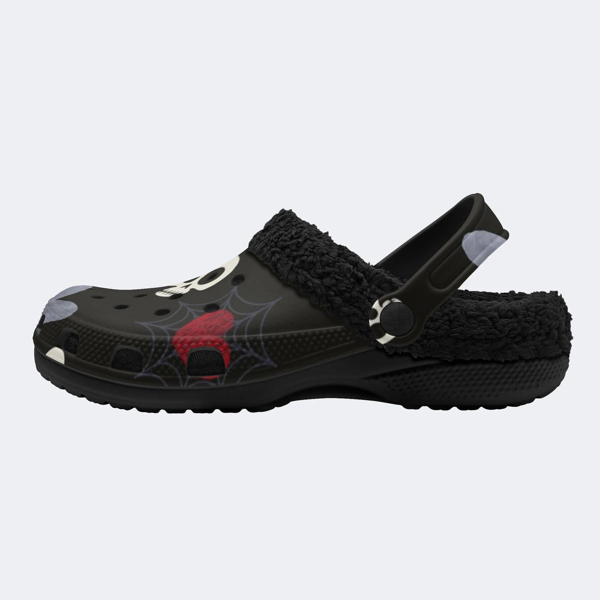 Skull Heart Web - Fur Lined Slippers/Sandals