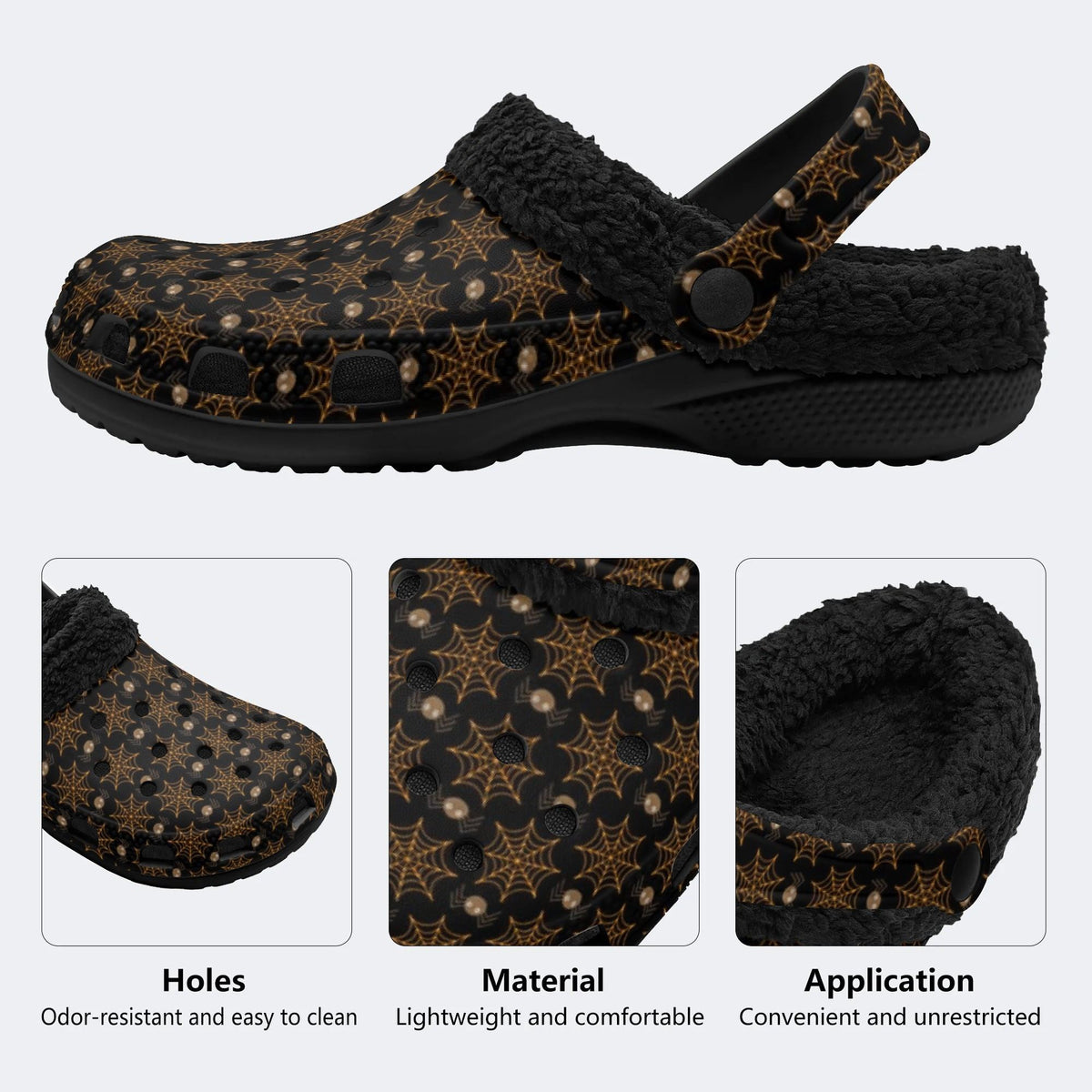 Spiderweb Gothic - Fur Lined Slippers/Sandals