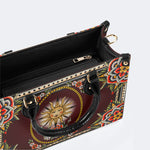 Vintage Smiling Sun Print - Leather Handbag