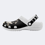 Vintage Floral Moth Print - Fur Lined Slippers/Sandals