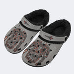 Metal Mecha Print - Fur Lined Slippers/Sandals