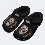Gothic Sugar Skull - Fur Lined Slippers/Sandals