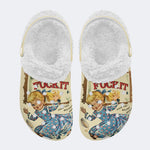 Retro Funny Art Print - Fur Lined Slippers/Sandals