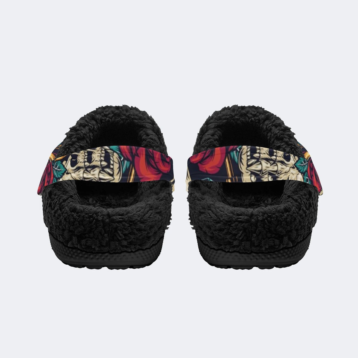 Skull Gem Rose - Fur Lined Slippers/Sandals