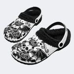 Gothic Crown Skull - Fur Lined Slippers/Sandals