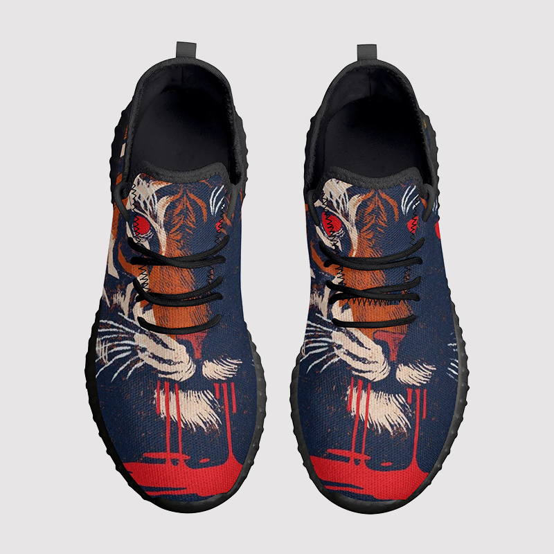 Sneakers aus Mesh-Strick mit Tiger-Print 