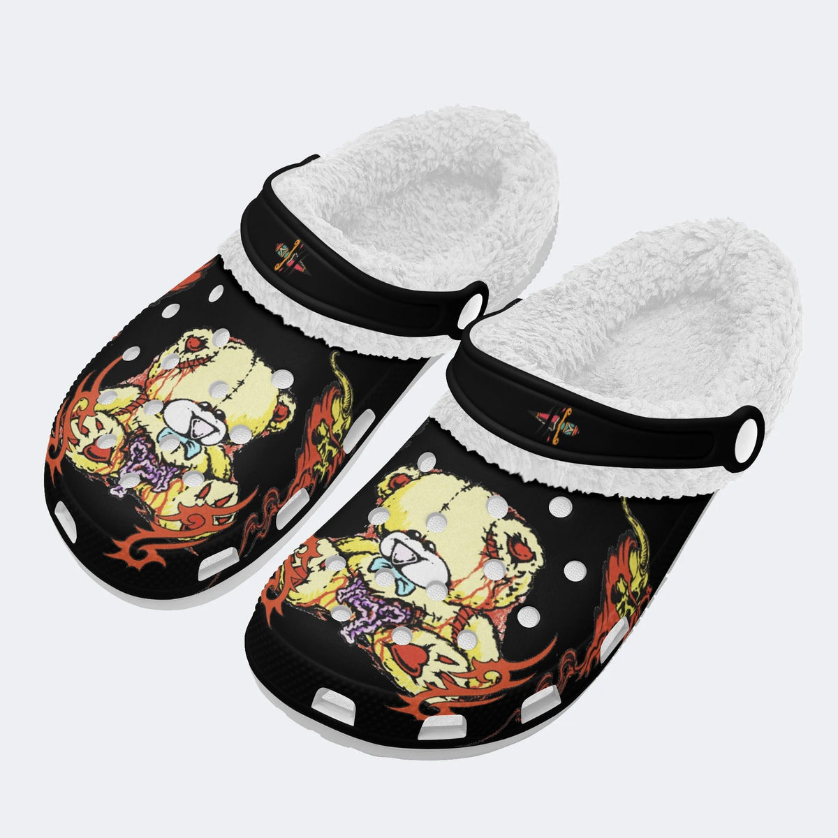 Lonely Bear Doll Print - Fur Lined Slippers/Sandals